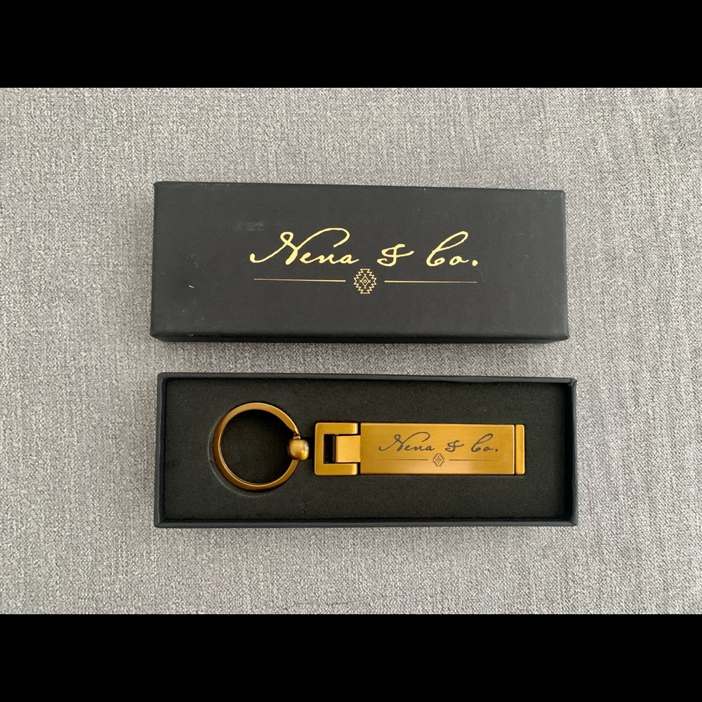 NEW Nena & Co gold key chain fob holder bag charm